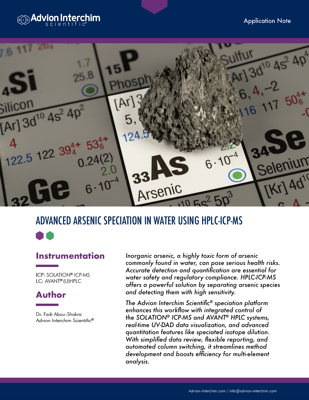 Advanced Arsenic Speciation In Water Using HPLC-ICP-MS